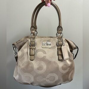 Coach Dotted Madison Beige Circle-Print Shoulder Bag